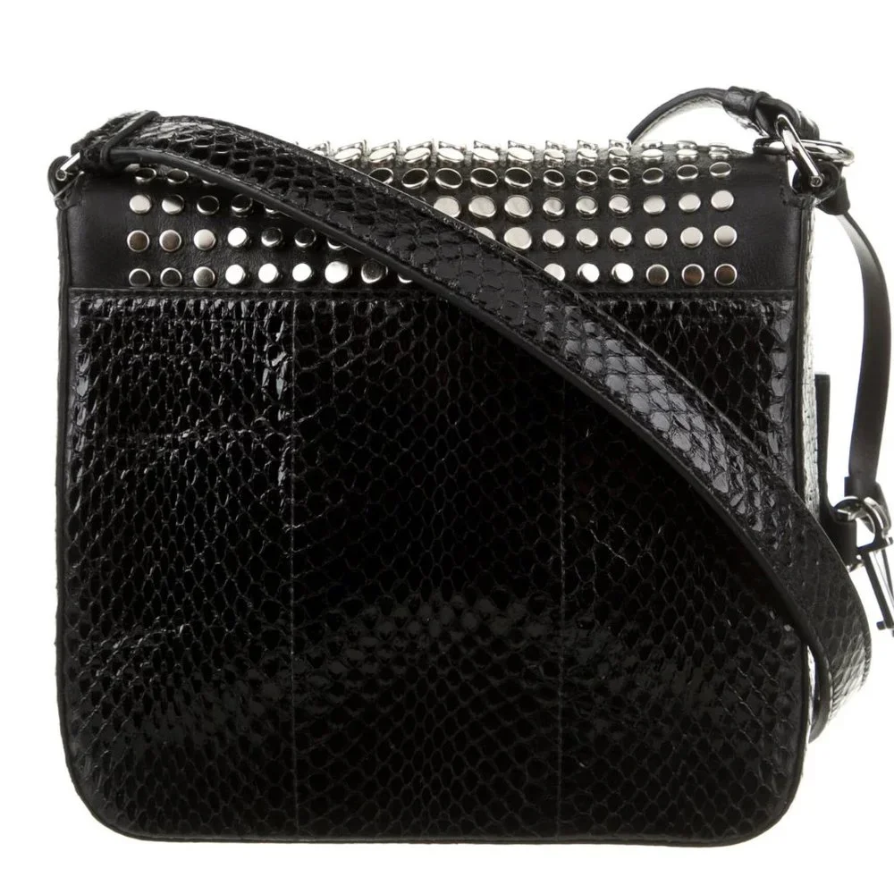 Salvatore Ferragamo Studded Exotics Python Shoulder Grancini Flap Mini Bag